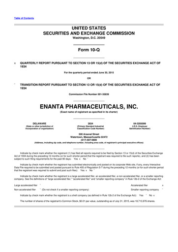Thumbnail Enanta Pharmaceuticals
 10-Q Quarterly Report FY2015 