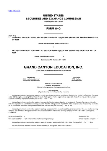 Thumbnail Grand Canyon Education 10-Q Quarterly Report FY2015 