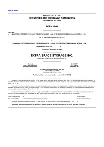 Vorschaubild Extra Space Storage
 10-Q Quartalsbericht 2015 
