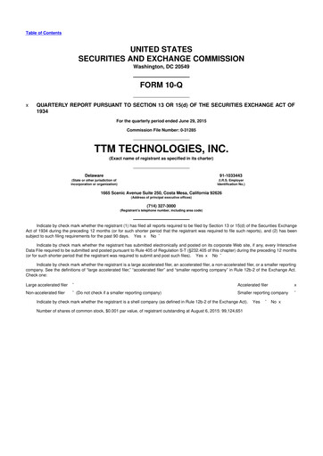Thumbnail TTM Technologies
 10-Q Quarterly Report FY2015 