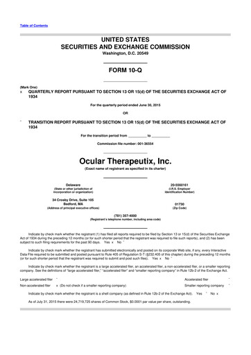 Thumbnail Ocular Therapeutix 10-Q Quarterly Report FY 