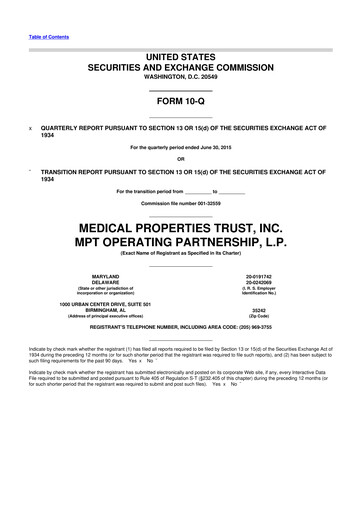 Vorschaubild Medical Properties Trust
 10-Q Quartalsbericht  