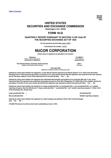Thumbnail Nucor
 10-Q Quarterly Report FY2015 