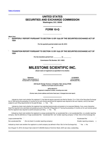 Vorschaubild Milestone Scientific 10-Q Quartalsbericht 2015 