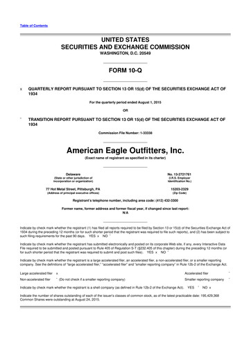 Thumbnail American Eagle Outfitters
 10-Q Quarterly Report FY2015 