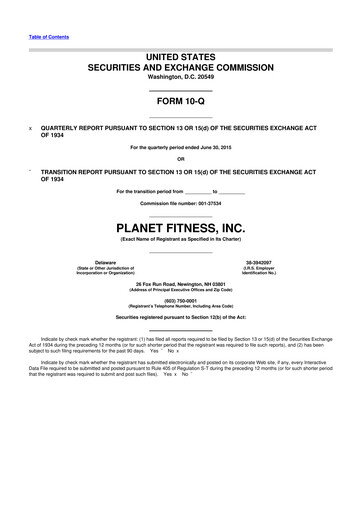 Thumbnail Planet Fitness
 10-Q Quarterly Report FY2015 