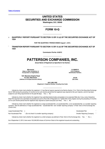 Miniature Patterson Companies
 10-Q Rapport trimestriel 2016 