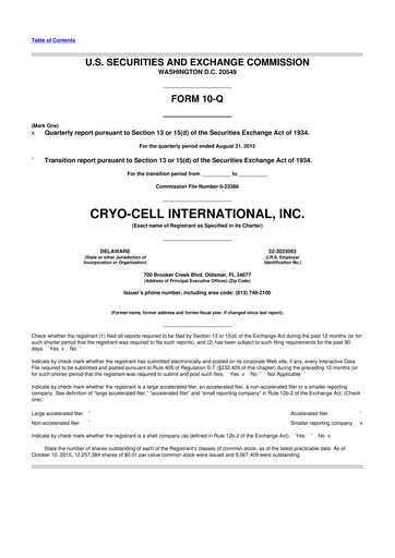 Thumbnail Cryo-Cell International 10-Q Quarterly Report FY2015 