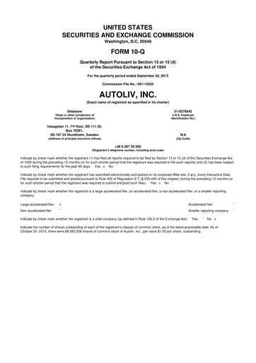 Vorschaubild Autoliv 10-Q Quartalsbericht 2015 