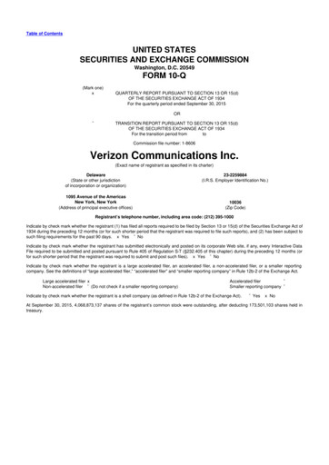 Vorschaubild Verizon 10-Q Quartalsbericht 2015 