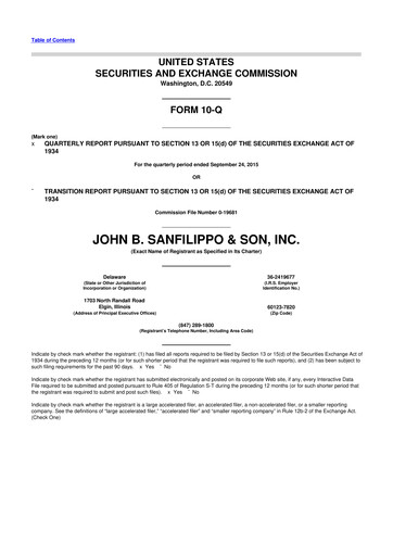 Thumbnail John B. Sanfilippo & Son 10-Q Quarterly Report FY2016 