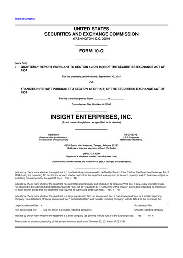 Thumbnail Insight Enterprises
 10-Q Quarterly Report FY2015 
