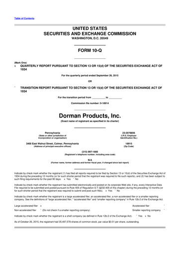 Thumbnail Dorman Products 10-Q Quarterly Report FY2015 