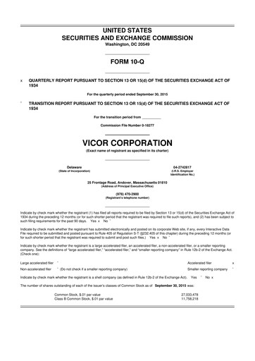 Thumbnail Vicor
 10-Q Quarterly Report FY2015 
