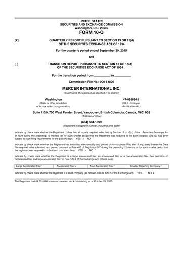 Vorschaubild Mercer International 10-Q Quartalsbericht 2015 