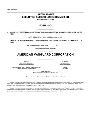 Thumbnail American Vanguard 10-Q Quarterly Report FY 