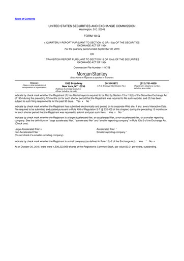 Thumbnail Morgan Stanley 10-Q Quarterly Report FY2015 