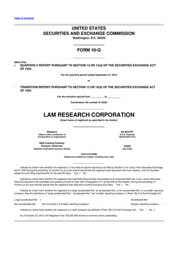 Thumbnail Lam Research 10-Q Quarterly Report FY2016 