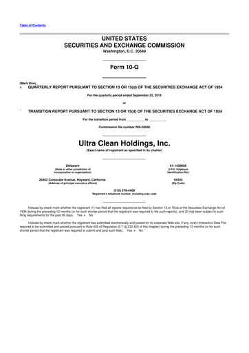Vorschaubild UCT (Ultra Clean Holdings) 10-Q Quartalsbericht 2015 