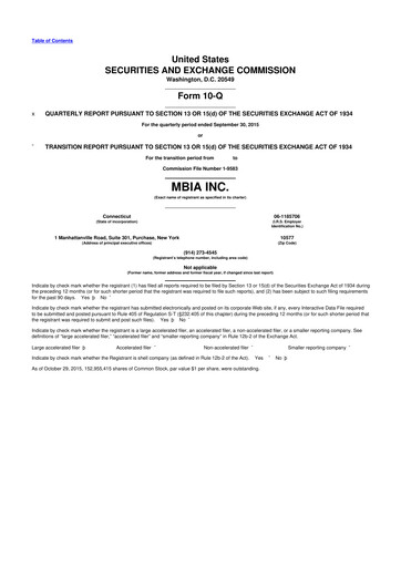 Thumbnail MBIA 10-Q Quarterly Report FY2015 