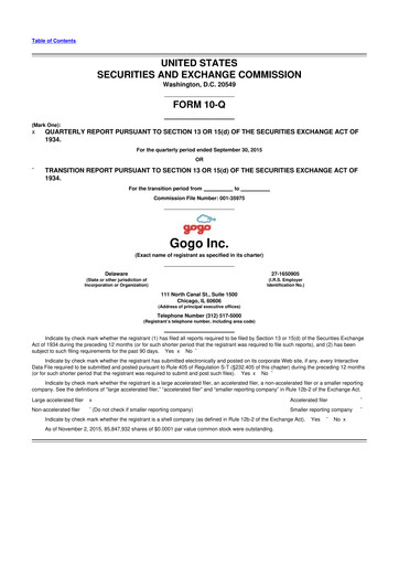 Vorschaubild Gogo Inflight Internet
 10-Q Quartalsbericht 2015 