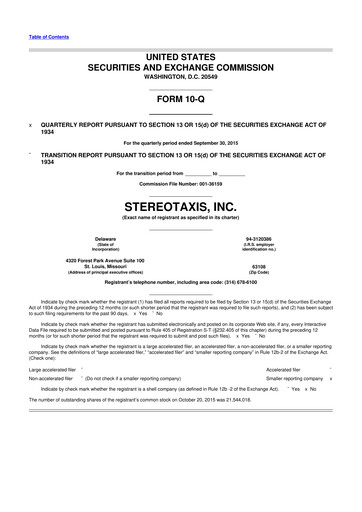 Thumbnail Stereotaxis 10-Q Quarterly Report FY2015 