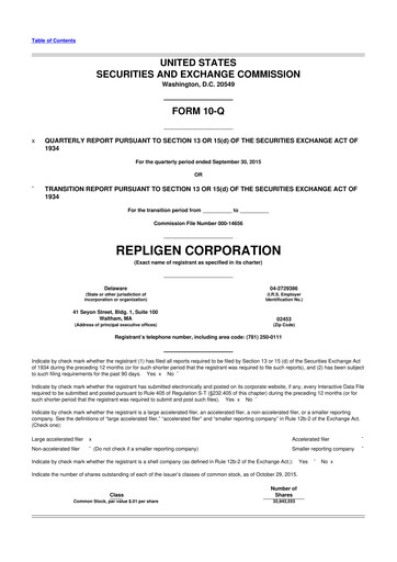 Thumbnail Repligen
 10-Q Quarterly Report FY2015 