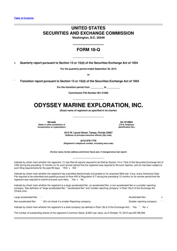 Thumbnail Odyssey Marine Exploration 10-Q Quarterly Report FY2015 