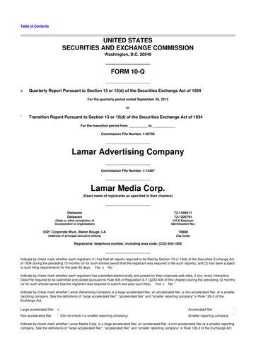 Thumbnail Lamar Advertising 10-Q Quarterly Report FY 