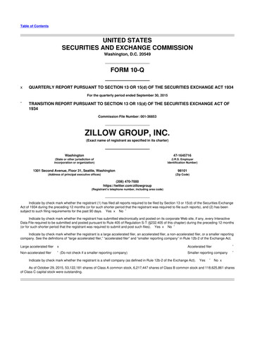 Thumbnail Zillow 10-Q Quarterly Report FY2015 
