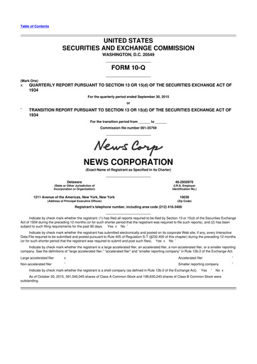 Thumbnail News Corp 10-Q Quarterly Report FY2016 