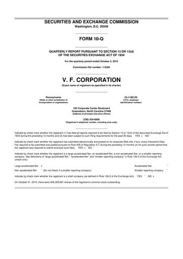 Thumbnail VF Corporation 10-Q Quarterly Report FY2015 