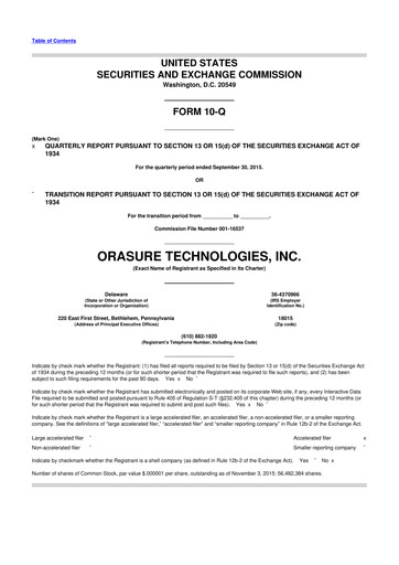 Thumbnail OraSure Technologies 10-Q Quarterly Report FY2015 