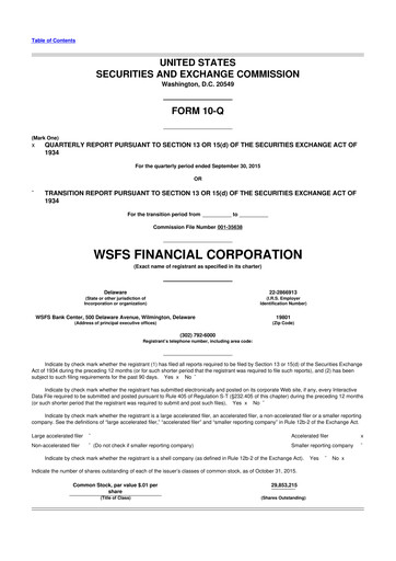 Miniature WSFS Financial 10-Q Rapport trimestriel  