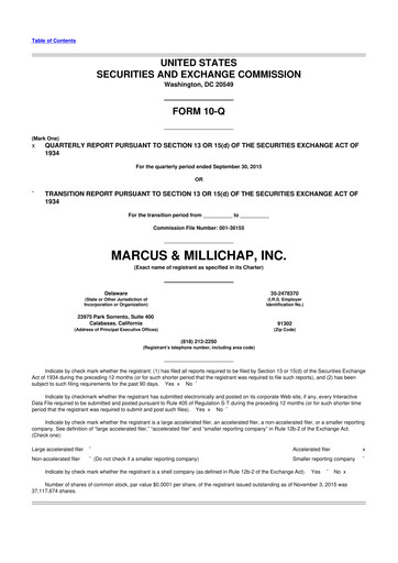 Thumbnail Marcus & Millichap 10-Q Quarterly Report FY2015 