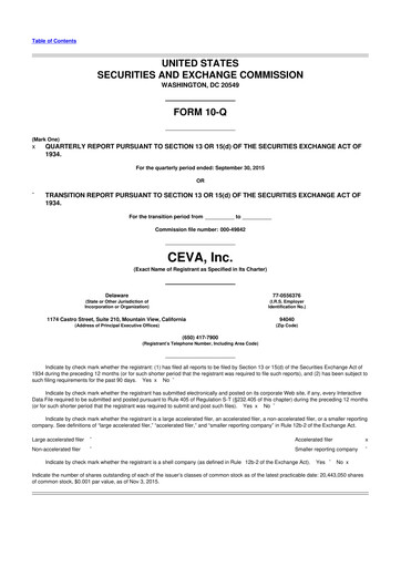 Vorschaubild CEVA
 10-Q Quartalsbericht 2015 