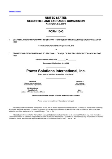 Thumbnail Power Solutions International 10-Q Quarterly Report FY2015 Q3