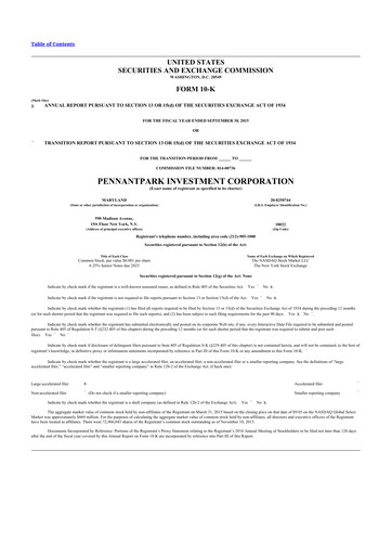 Thumbnail PennantPark Investment 10-K Annual Report 