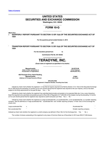 Thumbnail Teradyne 10-Q Quarterly Report FY2015 