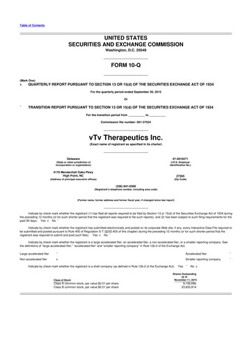 Thumbnail vTv Therapeutics
 10-Q Quarterly Report FY2015 