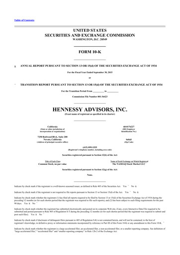 Thumbnail Hennessy Advisors 10-K Annual Report 2015