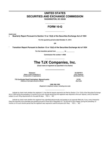 Thumbnail TJX Companies 10-Q Quarterly Report FY2016 