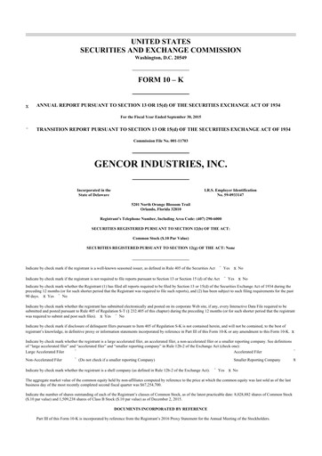 Thumbnail Gencor Industries
 10-K Annual Report 2015