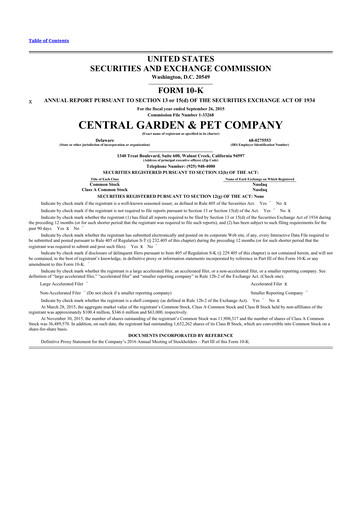 Thumbnail Central Garden & Pet 10-K Annual Report 2015