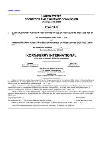 Miniature Korn Ferry
 10-Q Rapport trimestriel  