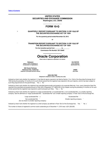 Thumbnail Oracle 10-Q Quarterly Report FY2016 