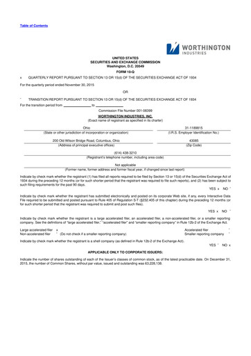 Miniature Worthington Enterprises 10-Q Rapport trimestriel 2016 