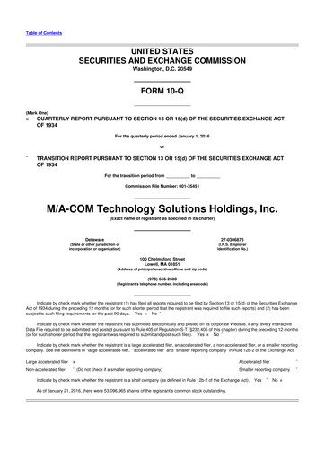 Thumbnail MACOM Technology Solutions 10-Q Quarterly Report FY2016 