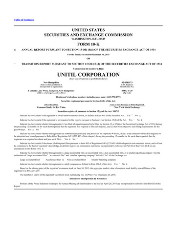 Thumbnail Unitil Corporation
 10-K Annual Report 2015