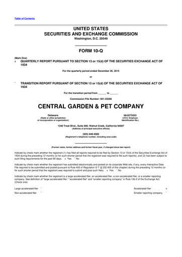 Vorschaubild Central Garden & Pet 10-Q Quartalsbericht 2016 